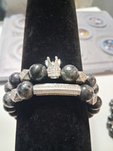 Load image into Gallery viewer, Men 2 piece bracelet set with crown
