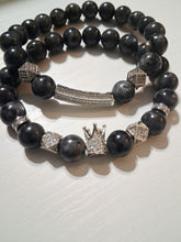 Load image into Gallery viewer, Men 2 piece bracelet set with crown
