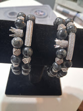 Load image into Gallery viewer, Men 2 piece bracelet set with crown
